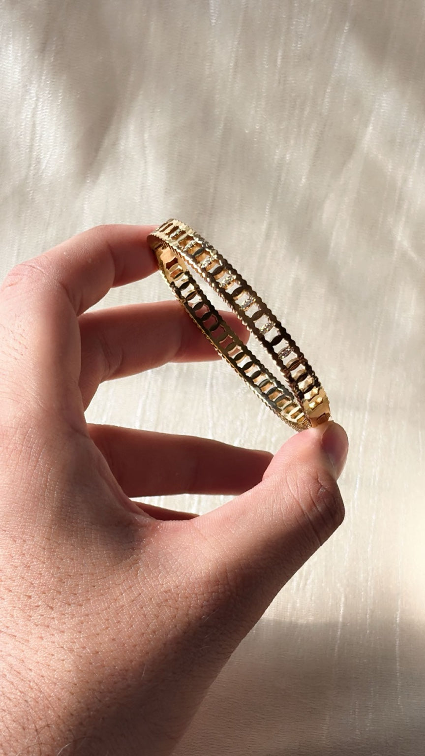 Minimal Crystal Cutwork Gold Bangle Bracelet | Anti-Tarnish Waterproof Bracelet for Women | Jewel Minimals