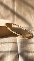 Gold Textured Crystal Bangle | Anti Tarnish Waterproof Bracelet