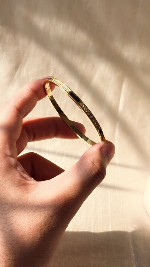 Crystal Gold Bangle Bracelet | Anti Tarnish Waterproof Minimal Bracelet for Women