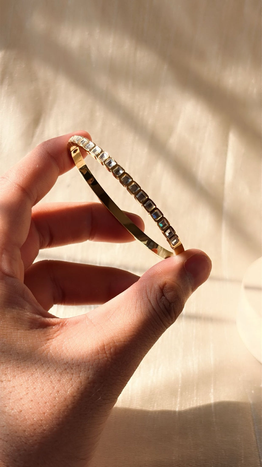 Minimal Gold Crystal Bangle Bracelet | Anti-Tarnish Waterproof Jewelry for Women | Jewel Minimals