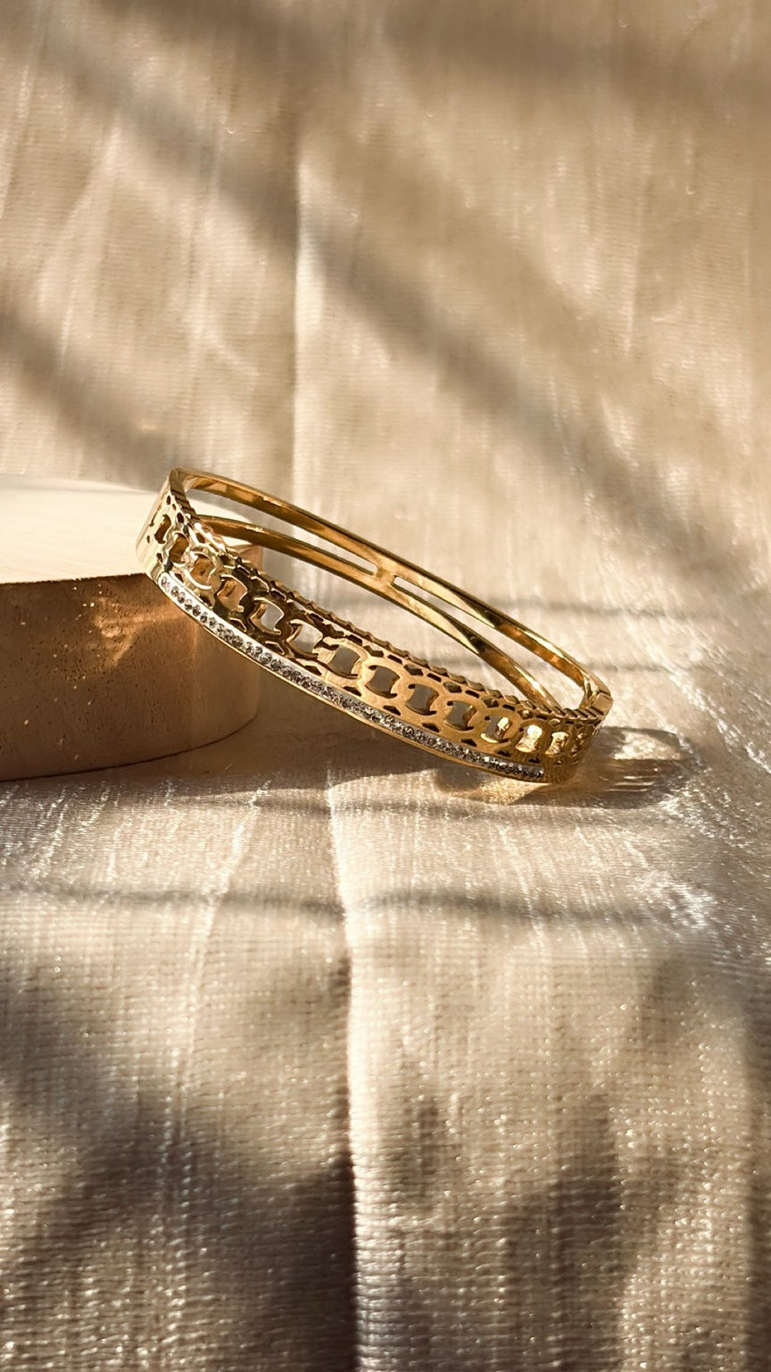 Double Layer Crystal Gold Bangle Bracelet | Anti-Tarnish Waterproof Minimal Bracelet for Women | Jewel Minimals