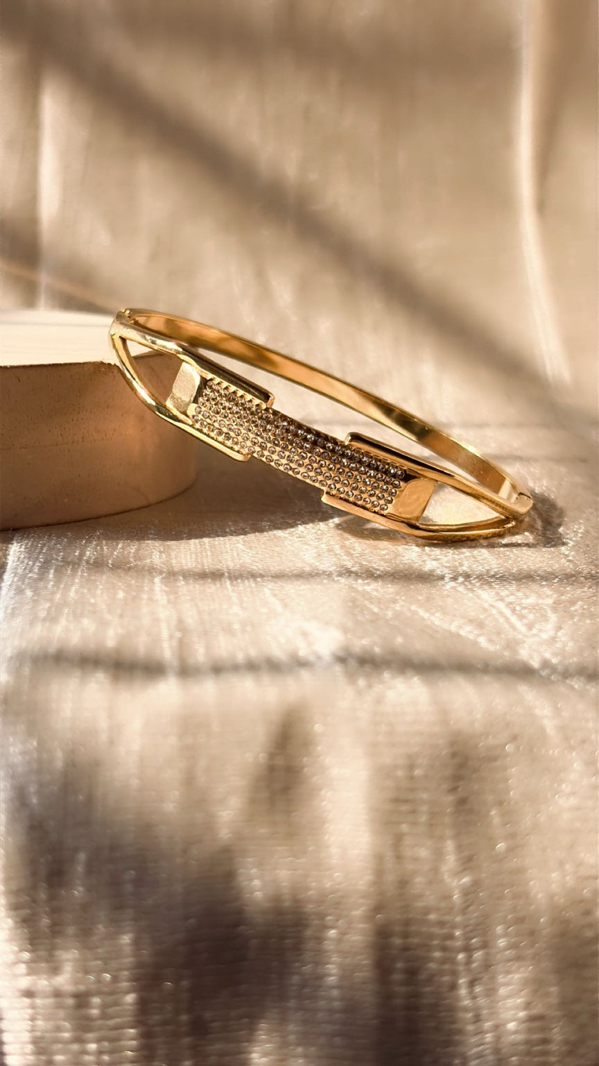 Geometric Gold Crystal Bangle | Anti Tarnish Waterproof Bracelet for Women