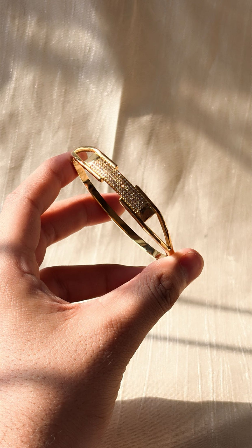 Geometric Gold Crystal Bangle | Anti Tarnish Waterproof Bracelet for Women