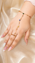 Colorful Crystal Hand Chain for Women | Gold Hand Harness | Anti Tarnish | Jewel Minimals