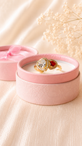 Dual Heart Crystal Ring | Anti Tarnish Adjustable Gold Ring for Women