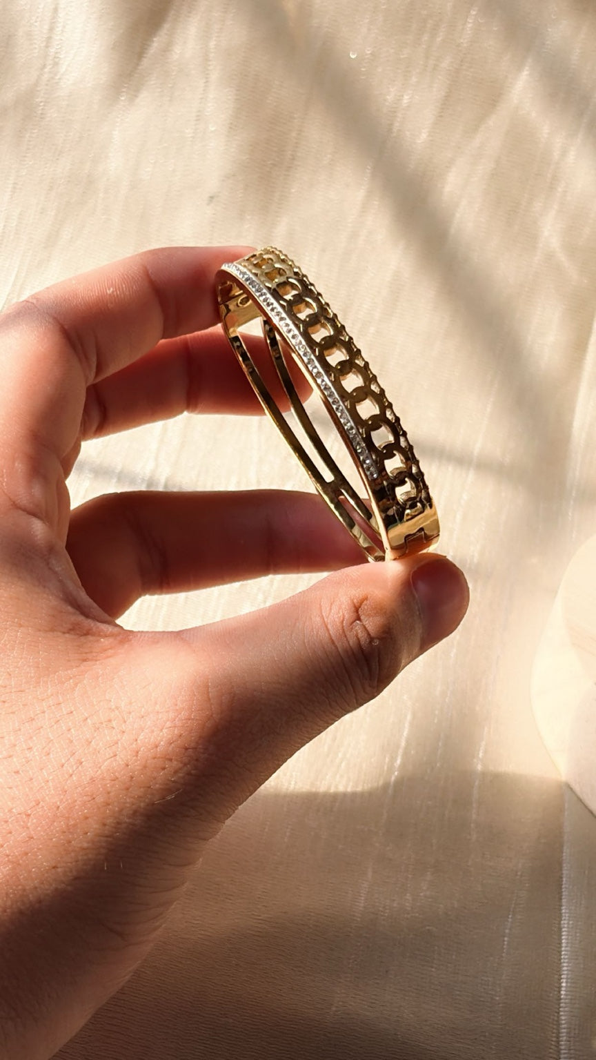 Double Layer Crystal Gold Bangle Bracelet | Anti-Tarnish Waterproof Minimal Bracelet for Women | Jewel Minimals