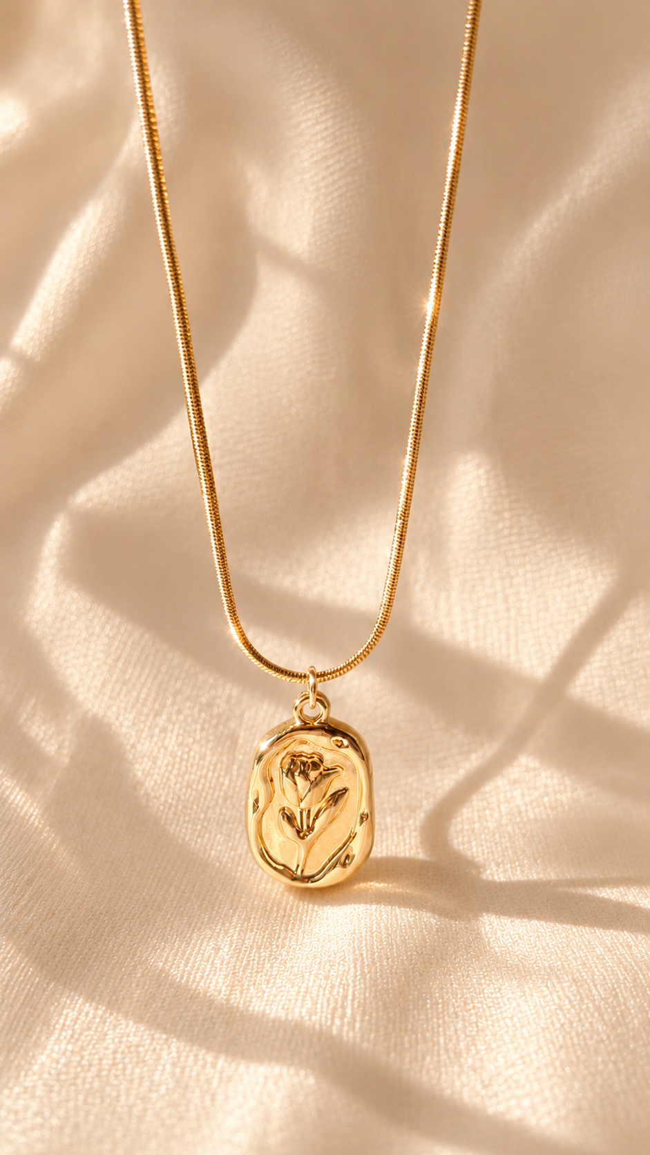 Gold Floral Pendant Necklace | Vintage Flower Charm Necklace for Women | Waterproof & Tarnish Resistant Jewelry