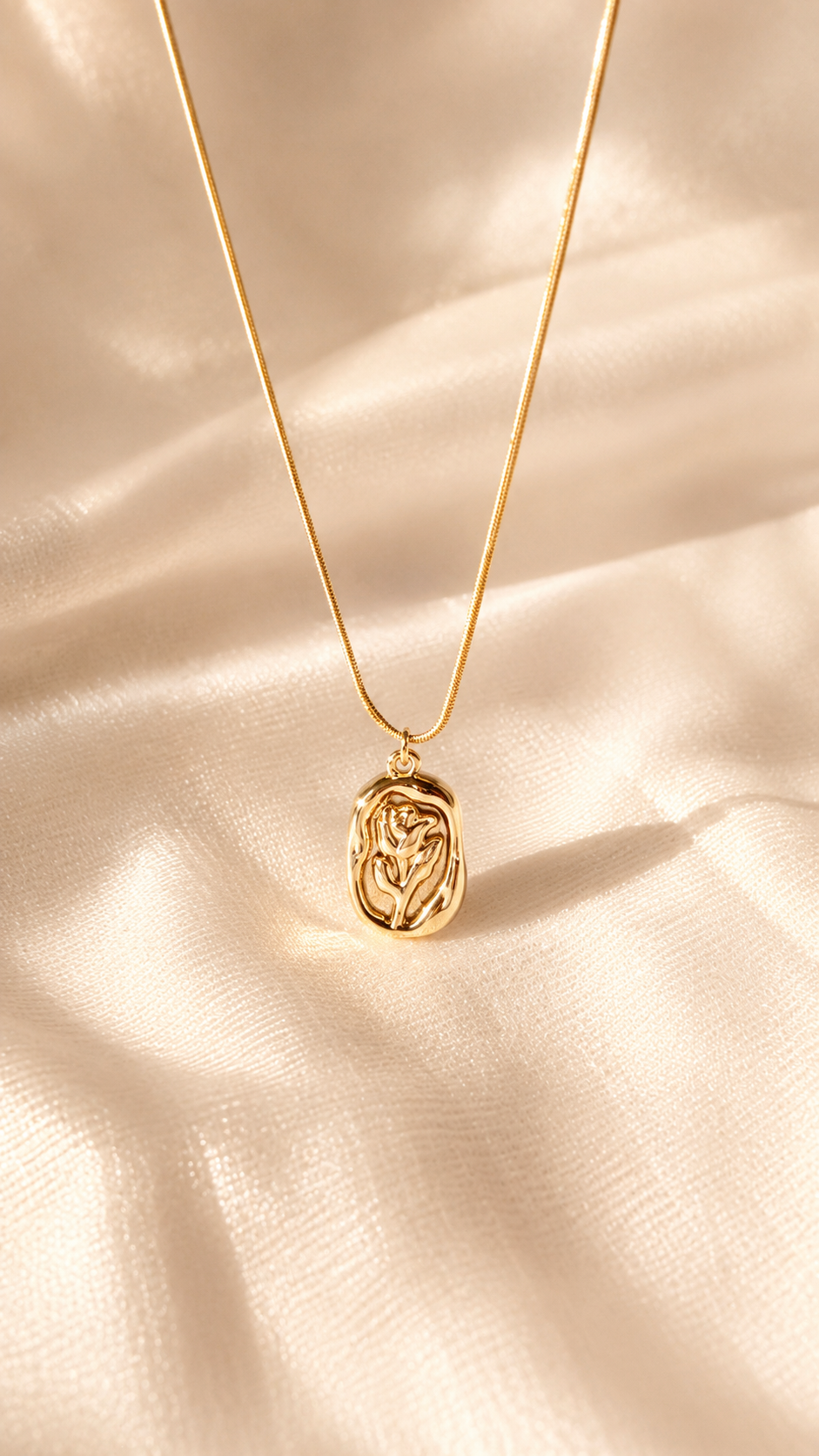 Gold Floral Pendant Necklace | Vintage Flower Charm Necklace for Women | Waterproof & Tarnish Resistant Jewelry