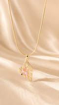 Butterfly Crystal Pendant Necklace – Anti-Tarnish Gold Necklace for Women