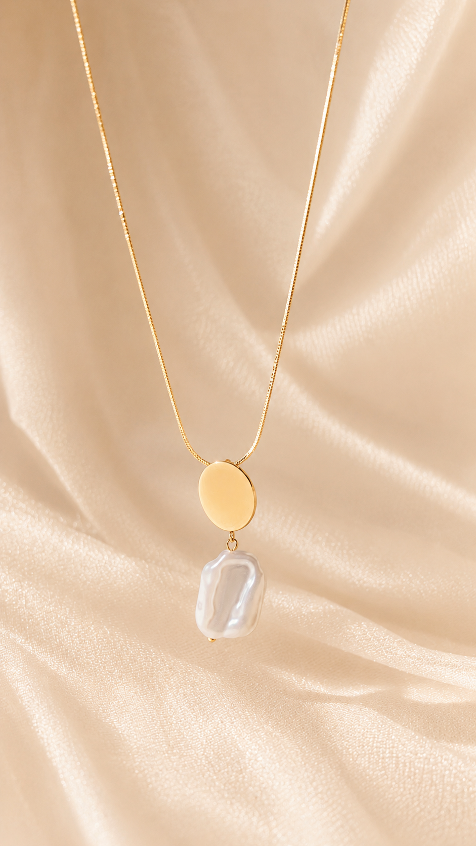 Anti-Tarnish Pearl Pendant Necklace – Minimalist Gold Chain Jewelry