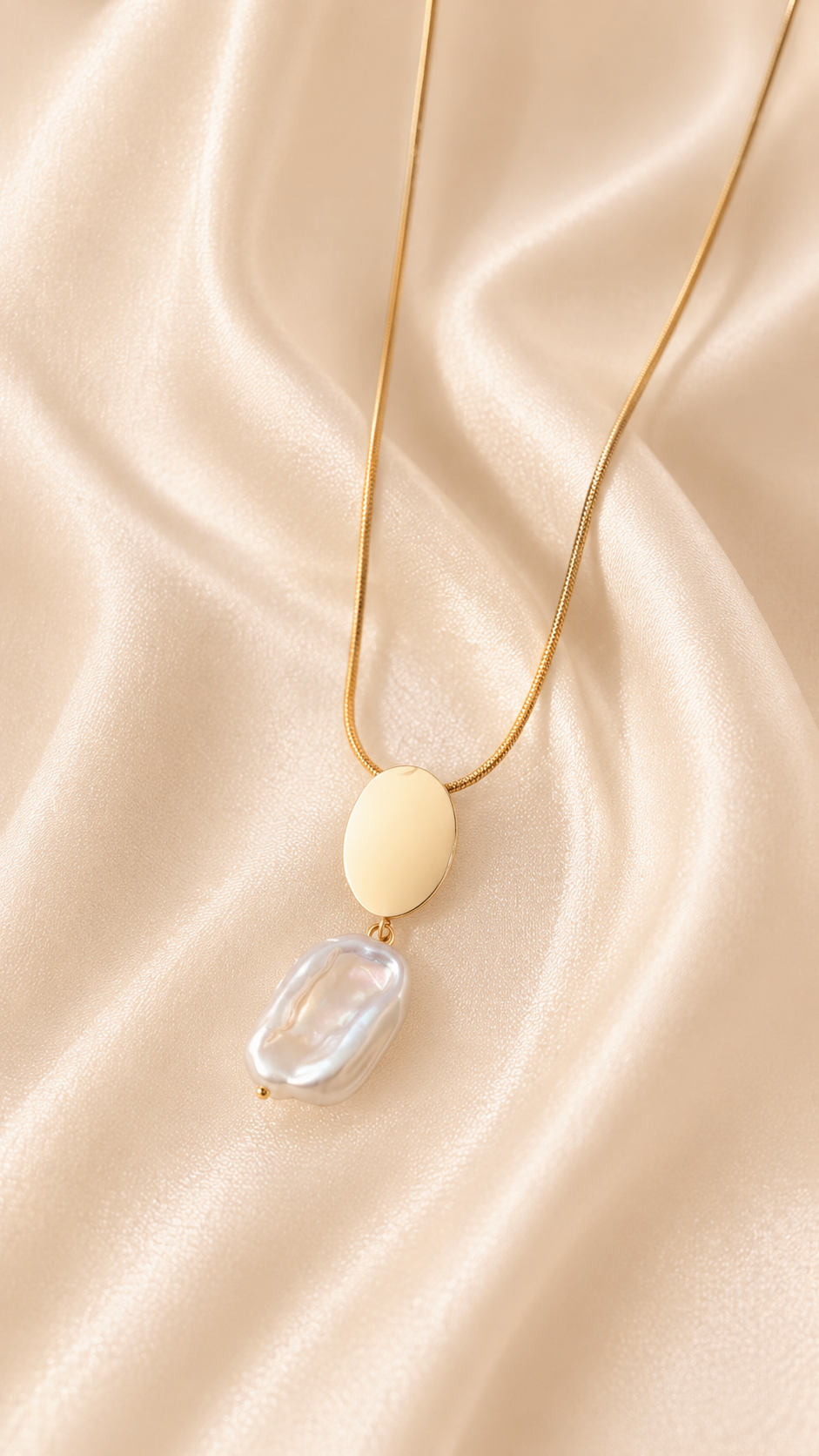 Anti-Tarnish Pearl Pendant Necklace – Minimalist Gold Chain Jewelry