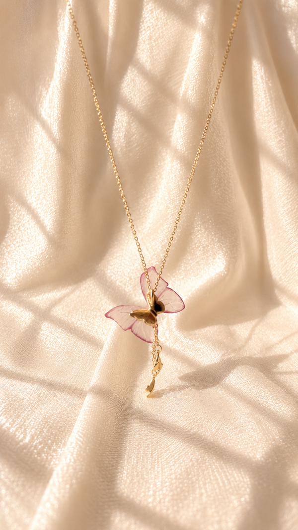 Aurora Pink Butterfly Necklace 🦋