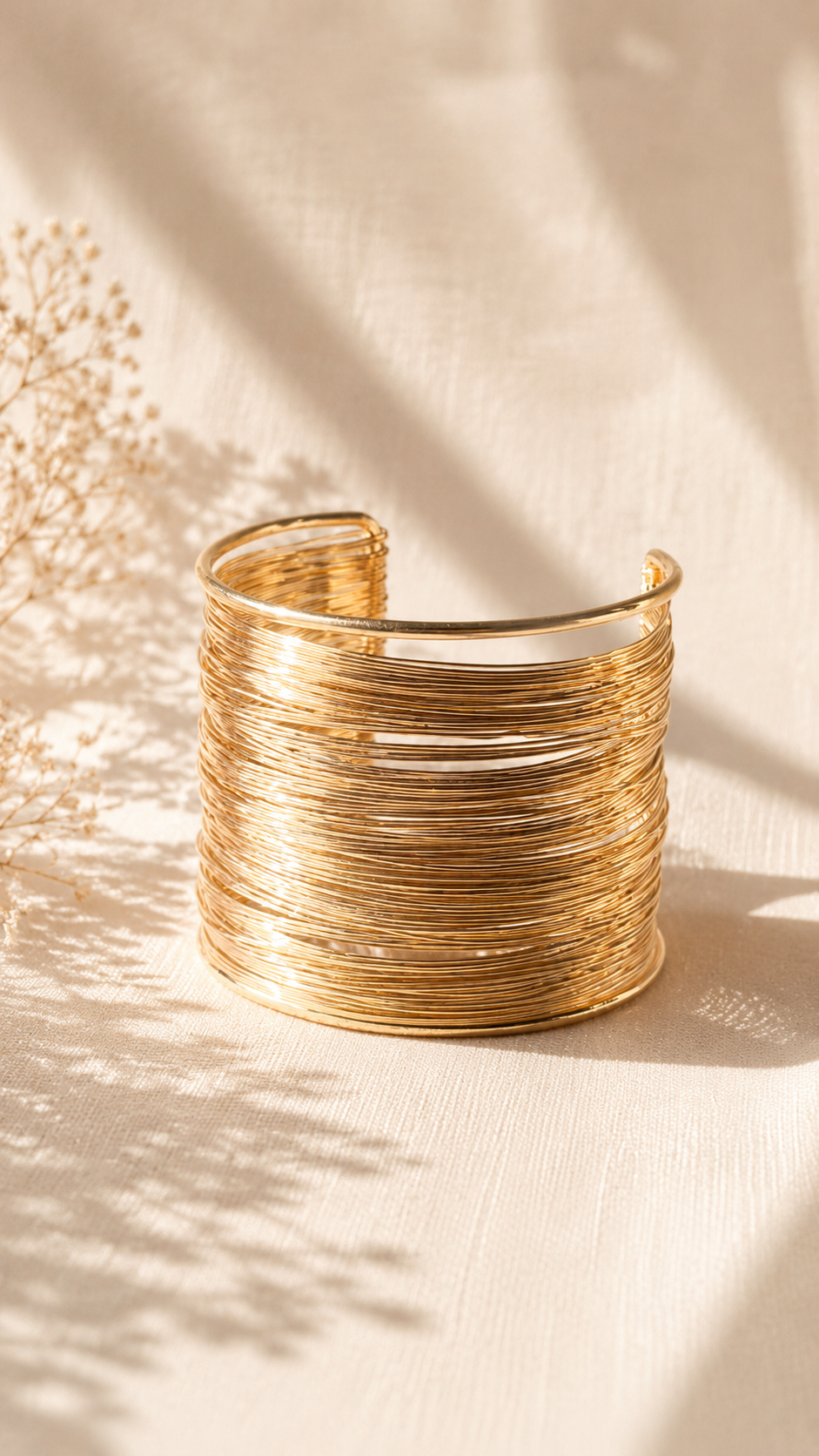 Minimalist Gold Wire Cuff Bracelet for Women | Anti Tarnish Open Bangle | Waterproof Adjustable Luxury Bracelet