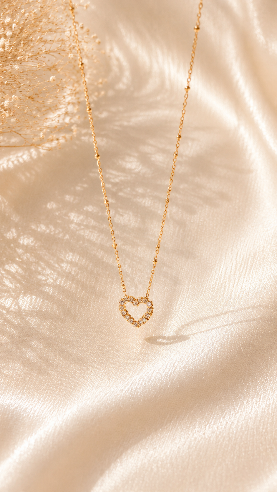 Dainty Crystal Heart Necklace for Women | Anti Tarnish Waterproof Gold Minimalist Necklace