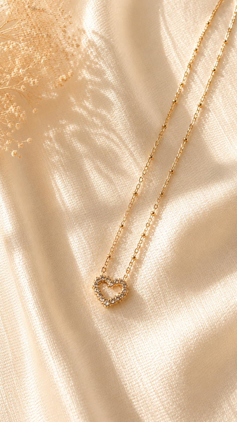 Dainty Crystal Heart Necklace for Women | Anti Tarnish Waterproof Gold Minimalist Necklace