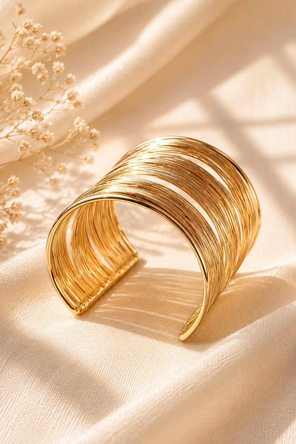 Minimalist Gold Wire Cuff Bracelet for Women | Anti Tarnish Open Bangle | Waterproof Adjustable Luxury Bracelet