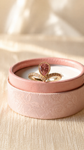 Pink Teardrop Adjustable Ring | Anti Tarnish Gold Crystal Ring for Women