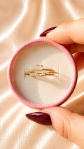 Heart Crystal Stack Ring Set | Gold Adjustable Anti Tarnish Ring | Waterproof Minimal Couple Ring for Women