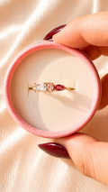 Tricolor Crystal Adjustable Ring | Gold Anti Tarnish Minimal Gemstone Ring | Waterproof Dainty Ring for Women