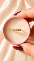 Multistone Minimal Ring | Gold Adjustable Anti Tarnish Ring | Waterproof Dainty Gemstone Ring for Women