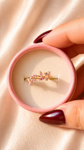 Floral Vine Pink Zircon Adjustable Gold Ring for Women | Anti-Tarnish Minimalist Statement Ring