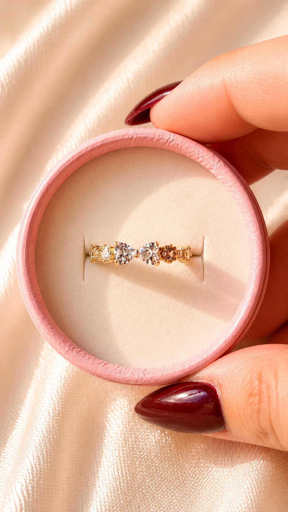 Triple Stone Anti-Tarnish Gold Ring for Women | Minimalist Zircon Statement Ring | Waterproof Luxury Jewelry