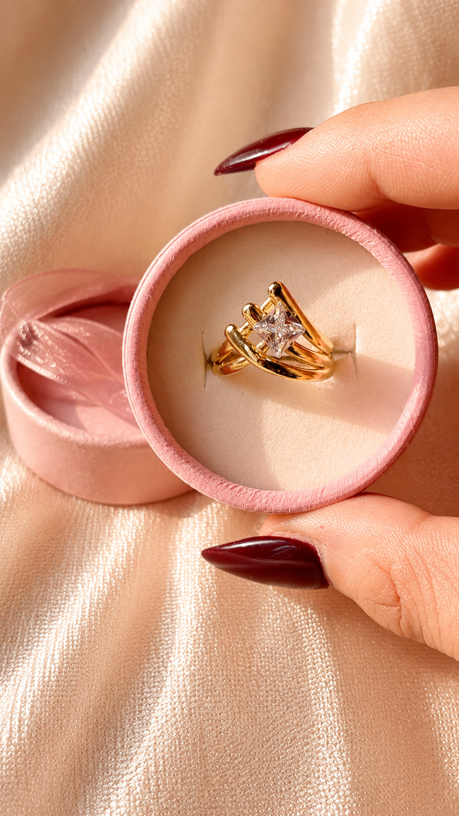 Anti-Tarnish Star Zircon Adjustable Gold Ring for Women | Waterproof Minimalist Statement Ring