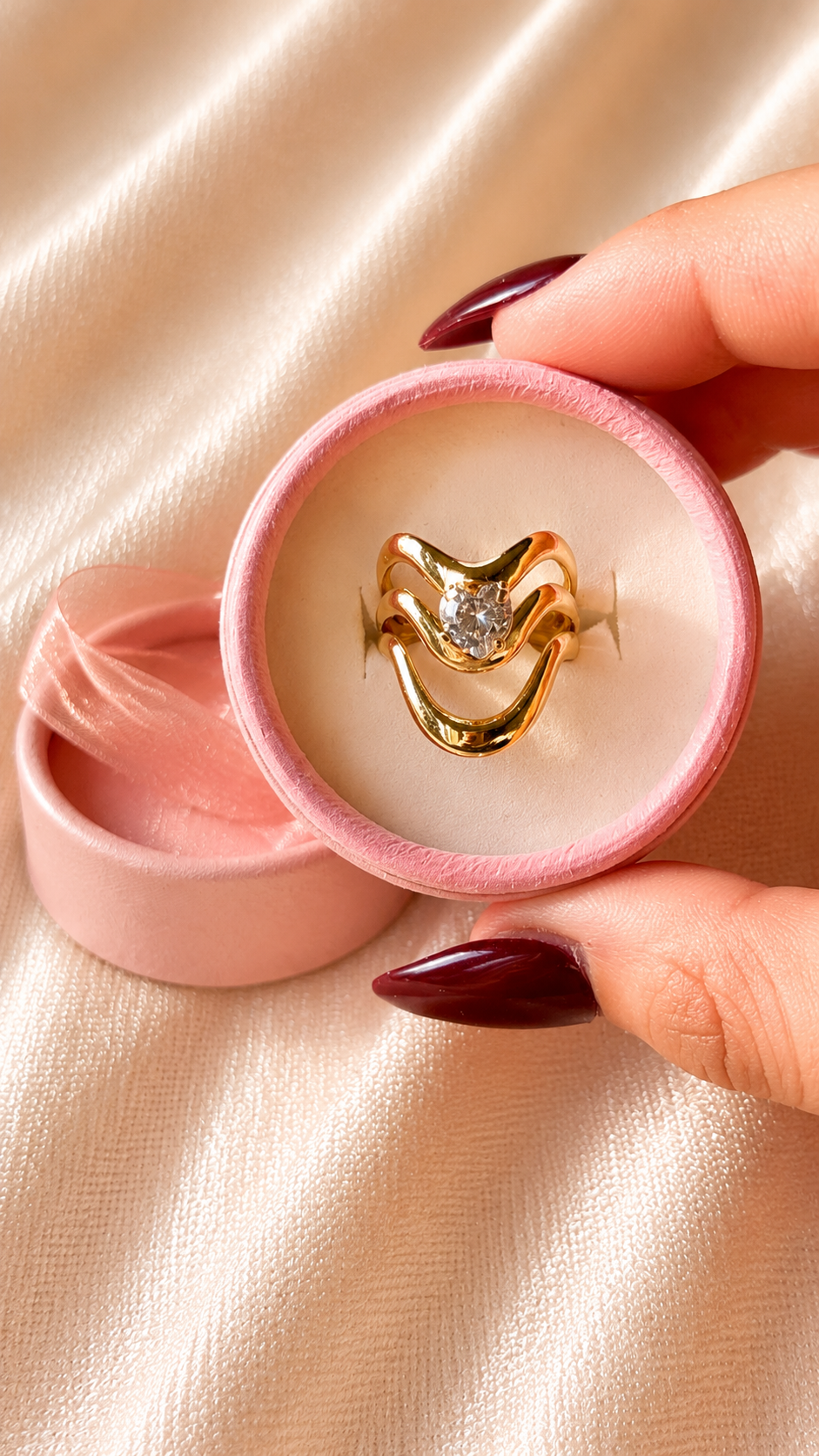 Wave Design Anti-Tarnish Adjustable Gold Ring for Women | Waterproof Minimalist Statement Ring