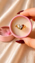 Heart Shape Anti-Tarnish Gold Ring for Women | Waterproof Zircon Statement Ring | Minimalist Luxury Jewelry