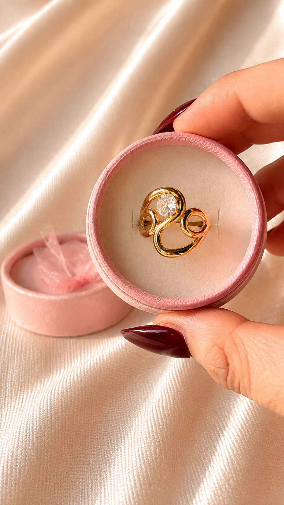Elegant Gold Spiral Crystal Ring for Women | Adjustable Minimalist Ring | Jewell Minimals