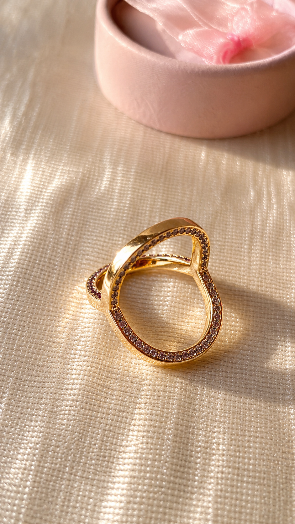 Luxury Oval Crystal Ring for Women | Anti Tarnish Adjustable Gold Ring | Red White Green Statement Ring