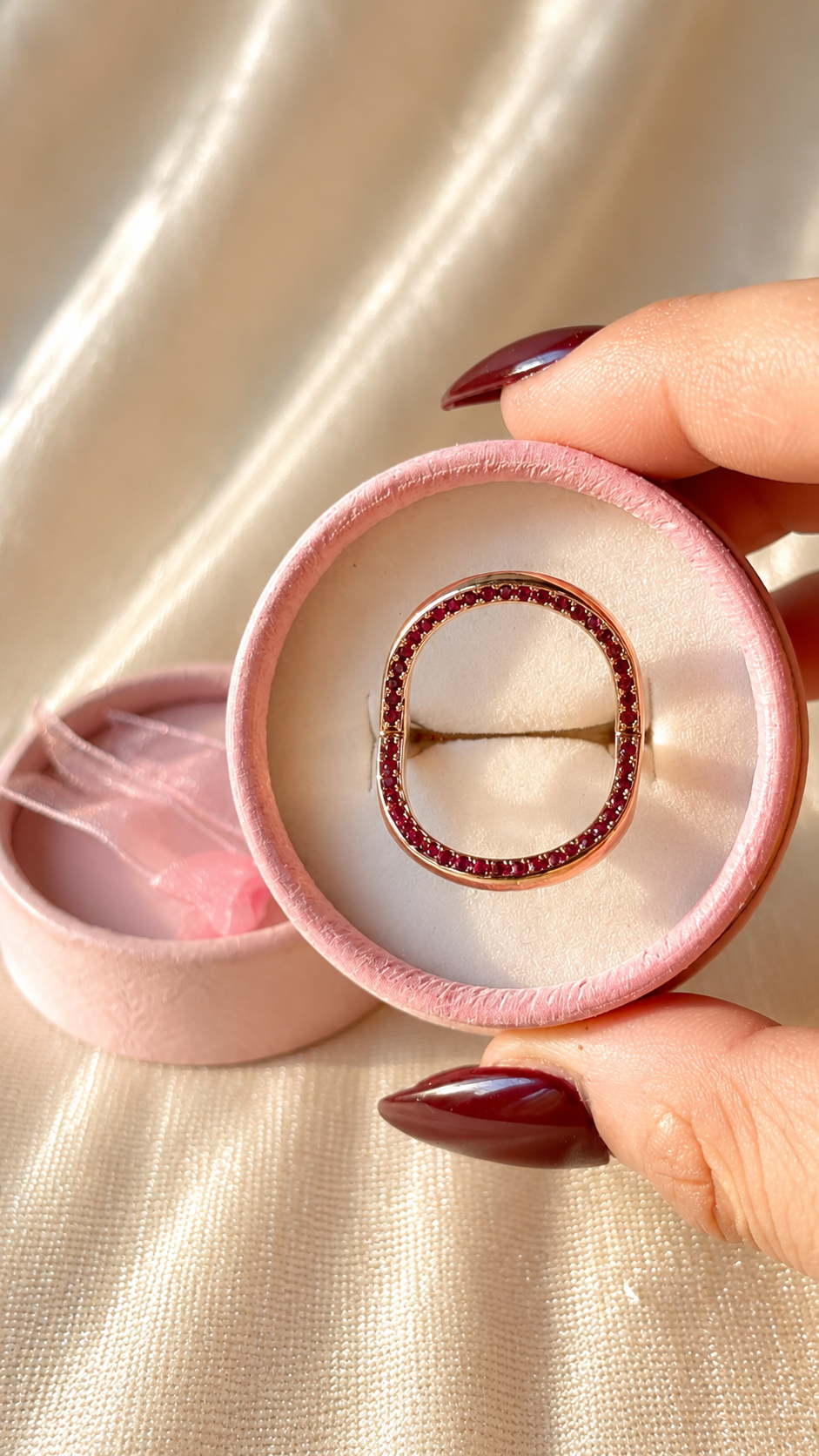 Luxury Oval Crystal Ring for Women | Anti Tarnish Adjustable Gold Ring | Red White Green Statement Ring