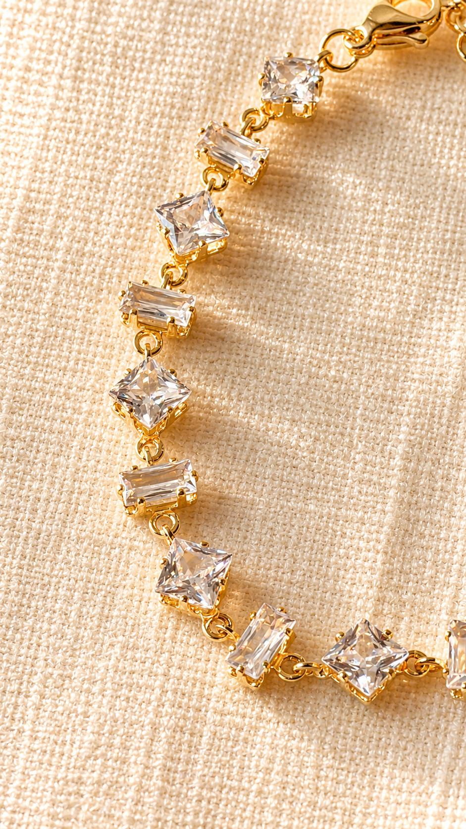 Geometric Zircon Gold Bracelet for Women | Anti-Tarnish Waterproof Tennis Bracelet | Minimalist Luxury Jewelry
