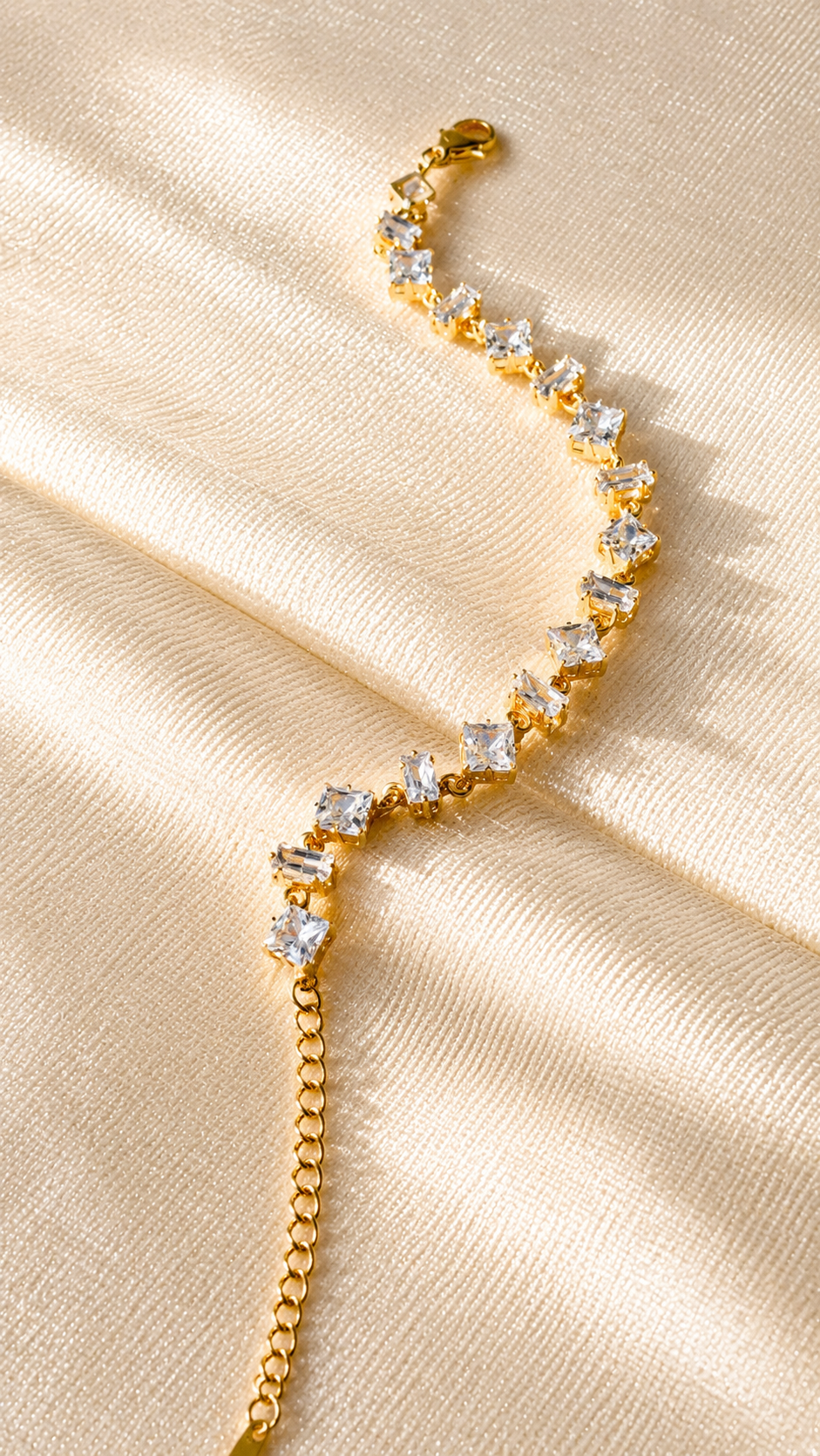 Geometric Zircon Gold Bracelet for Women | Anti-Tarnish Waterproof Tennis Bracelet | Minimalist Luxury Jewelry