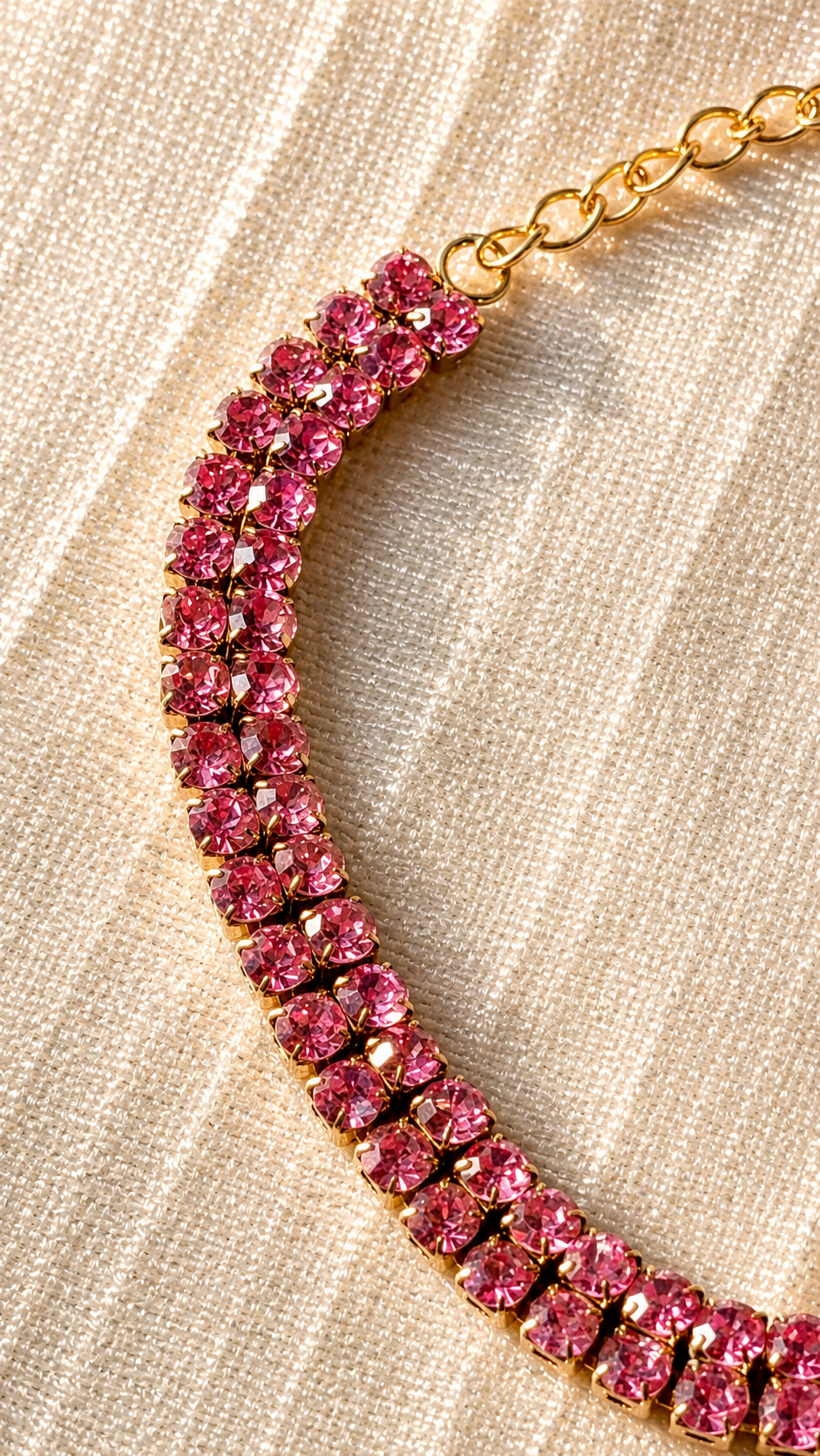 Pink Zircon Tennis Bracelet for Women | Anti-Tarnish Gold Bracelet | Waterproof Minimalist Luxury Jewelry