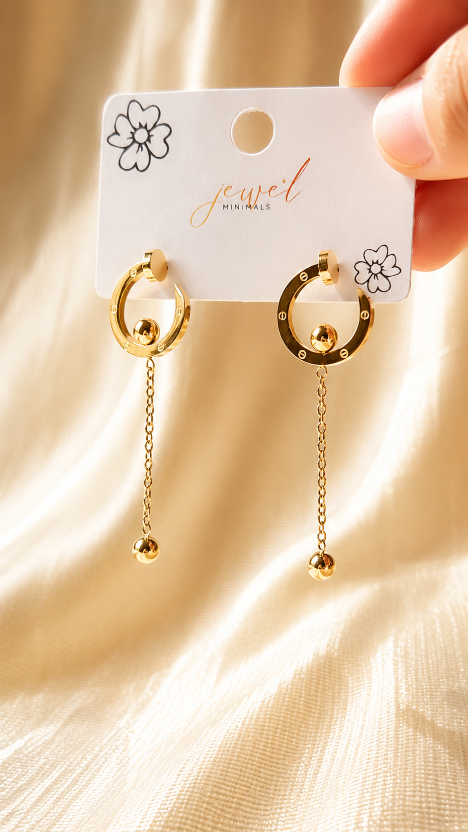 Luxury Gold Drop Hoop Earrings for Women | Anti-Tarnish Minimalist Chain Earrings