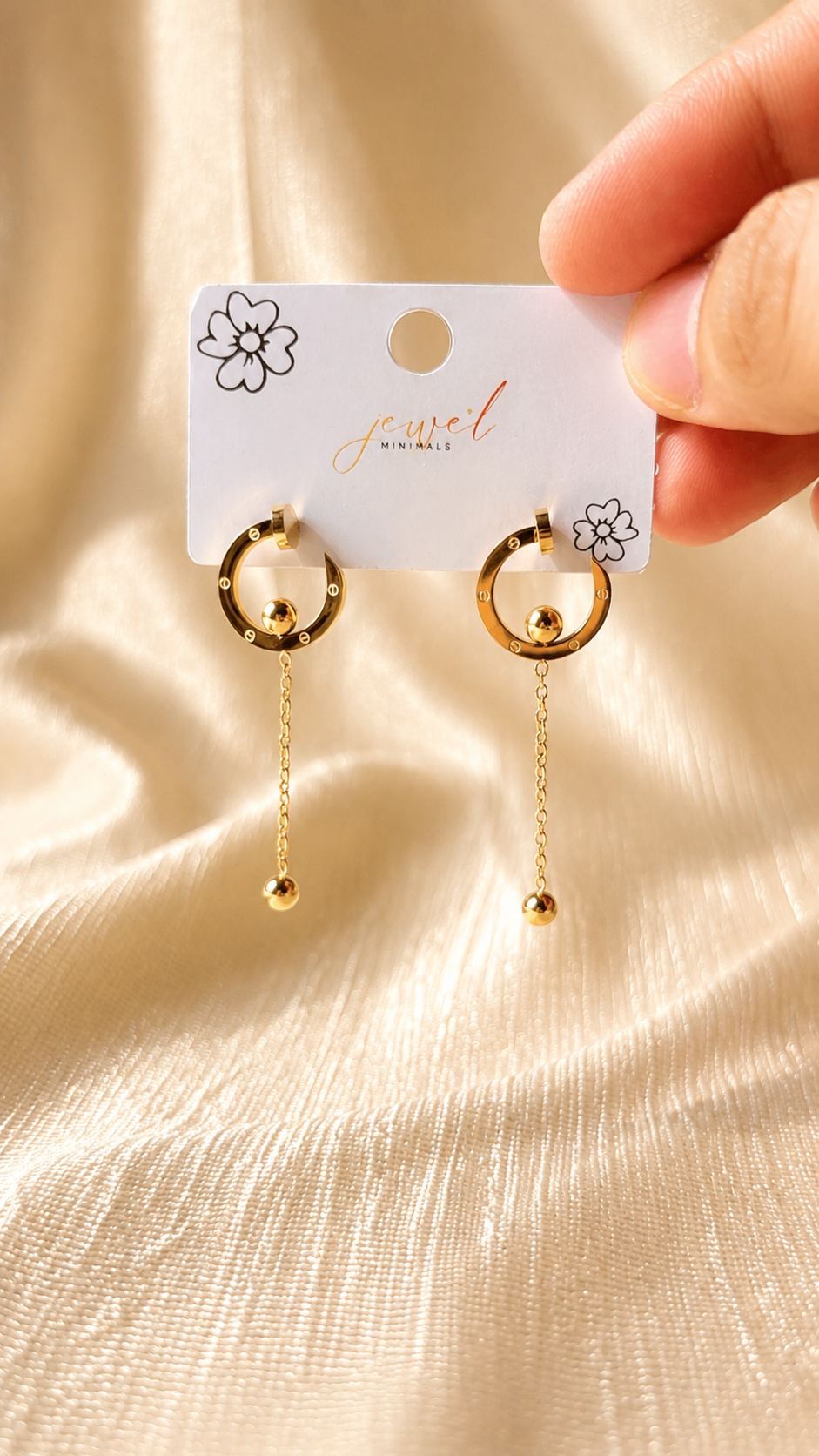 Luxury Gold Drop Hoop Earrings for Women | Anti-Tarnish Minimalist Chain Earrings