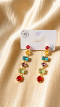 Rainbow Crystal Drop Earrings for Women | Colorful Luxury Statement Earrings
