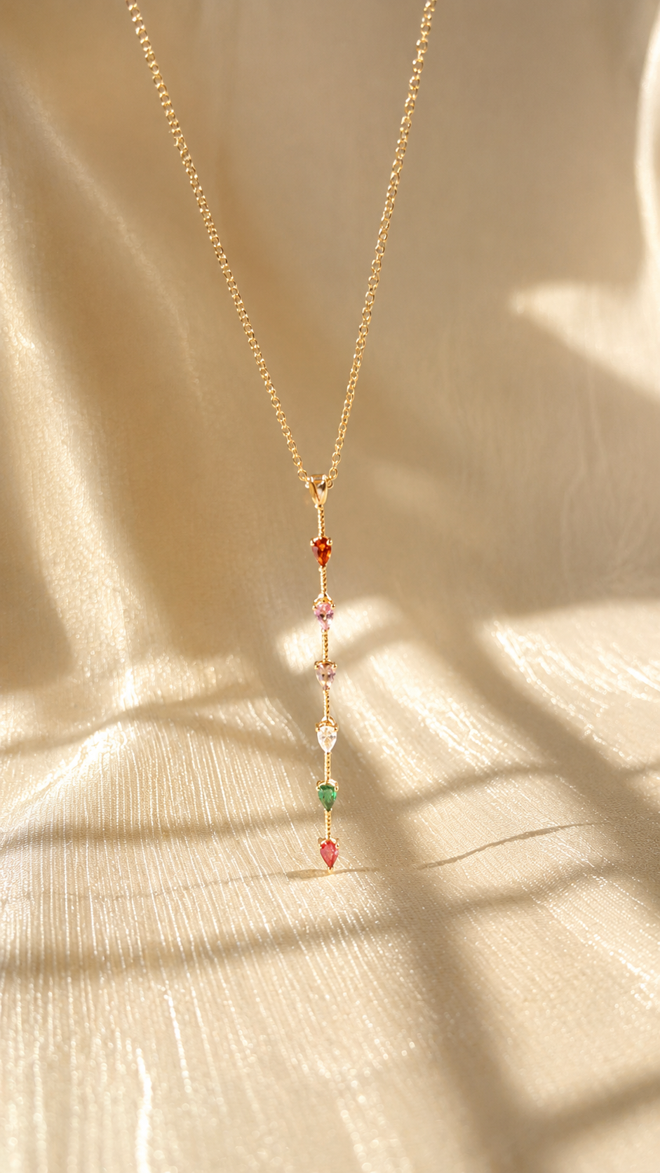 Luxury Multicolor Heart Drop Necklace | Anti Tarnish Gold Plated Pendant Necklace for Women | Minimalist Dainty Jewelry | Jewel Minimals