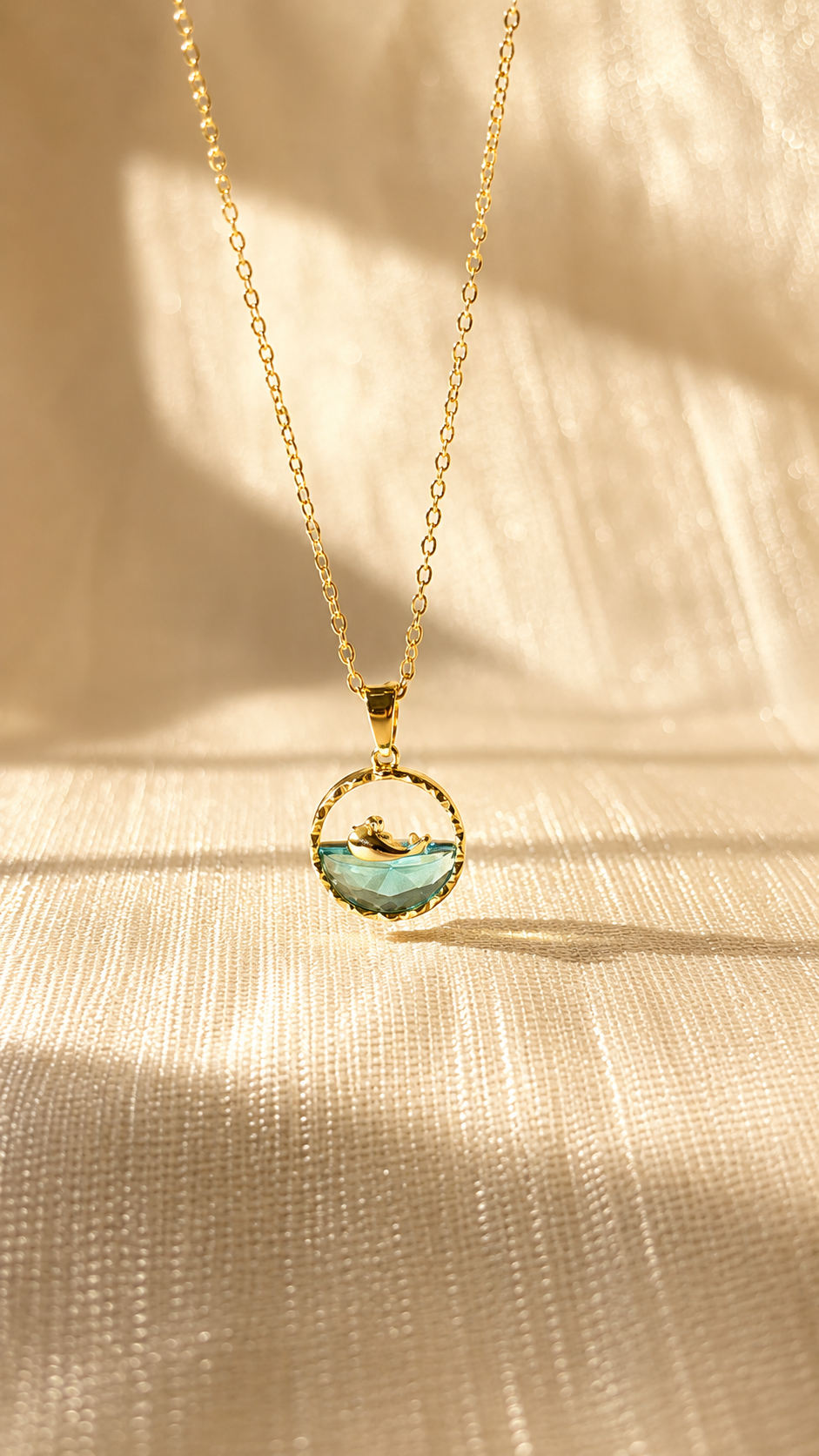Gold Whale Ocean Pendant Necklace | Anti Tarnish Minimalist Jewelry