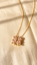 2-in-1 Pink Heart Pendant Necklace | Anti Tarnish Gold Plated Convertible Necklace for Women | Jewel Minimals