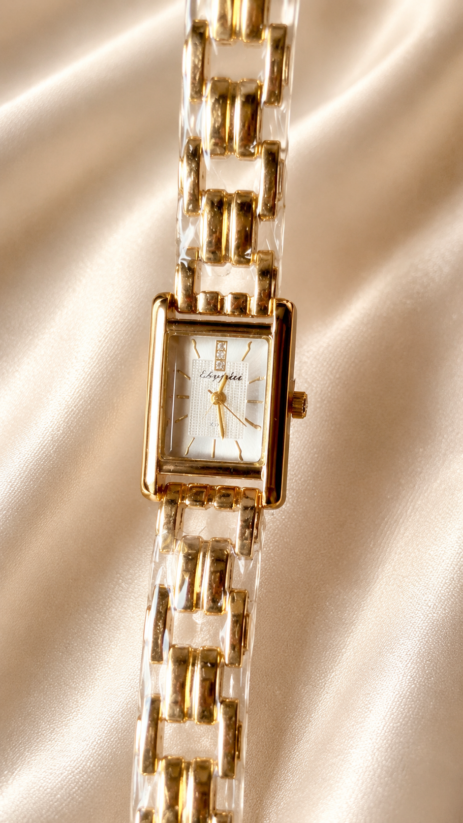 Luxury Gold-Tone Rectangular Bracelet Watch for Women | Elegant Minimalist Analog Watch | Jewel Minimals