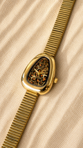 Luxury Gold Leopard Print Women's Watch | Oval Quartz Bracelet Watch | Trendy Fashion Wrist Watch