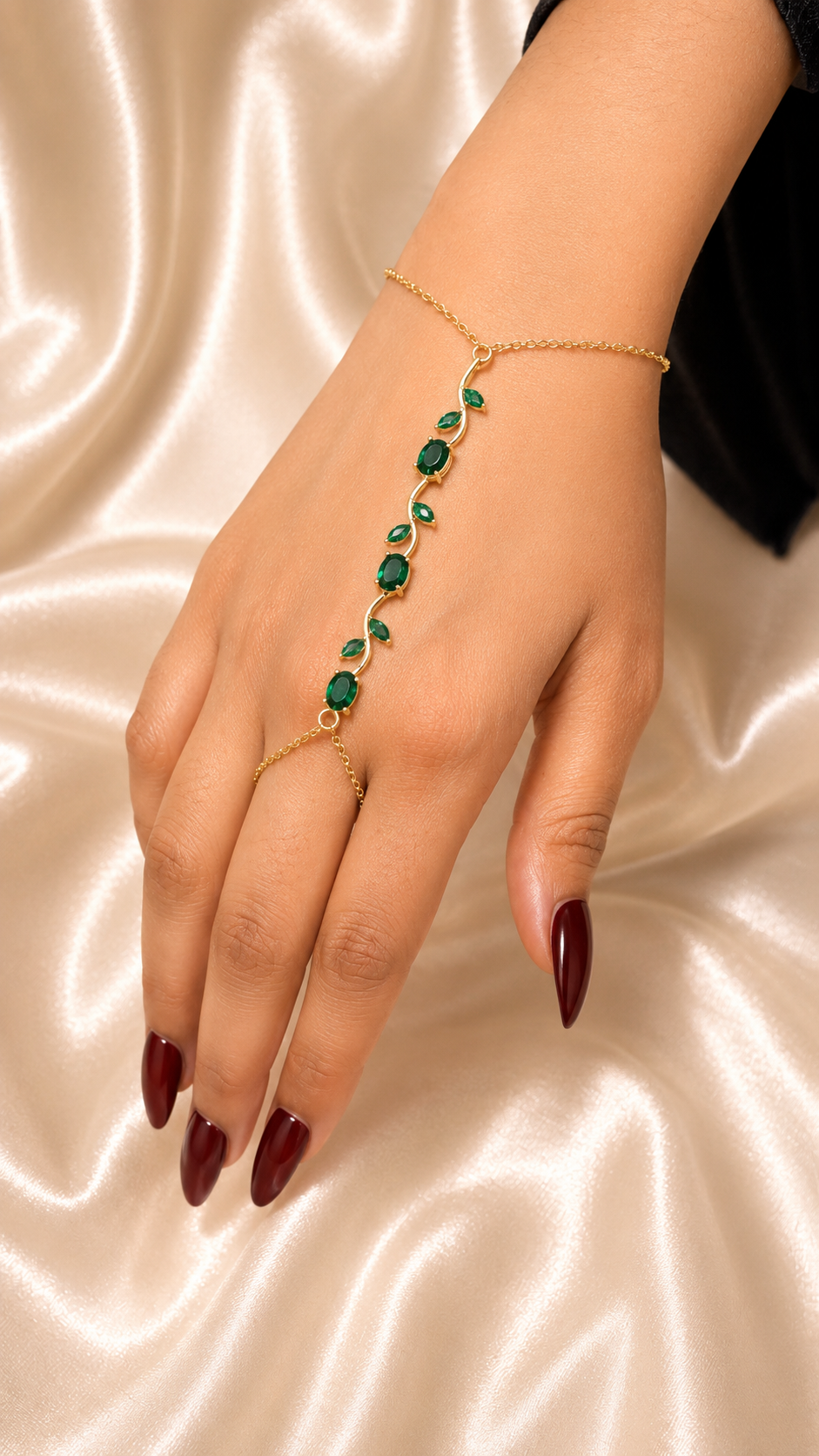 Tulip Hand Chain Bracelet for Women | Anti Tarnish Adjustable Hand Harness | Waterproof Everyday Jewelry | Jewel Minimals