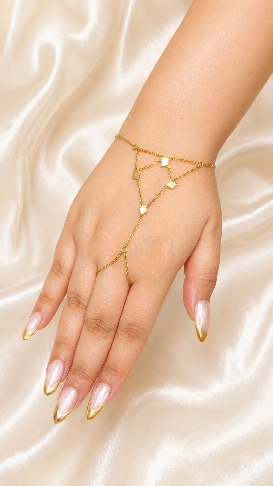 Gold Disc Charm Hand Chain for Women | Anti Tarnish Adjustable Finger Bracelet | Waterproof Minimal Hand Harness | Jewel Minimals