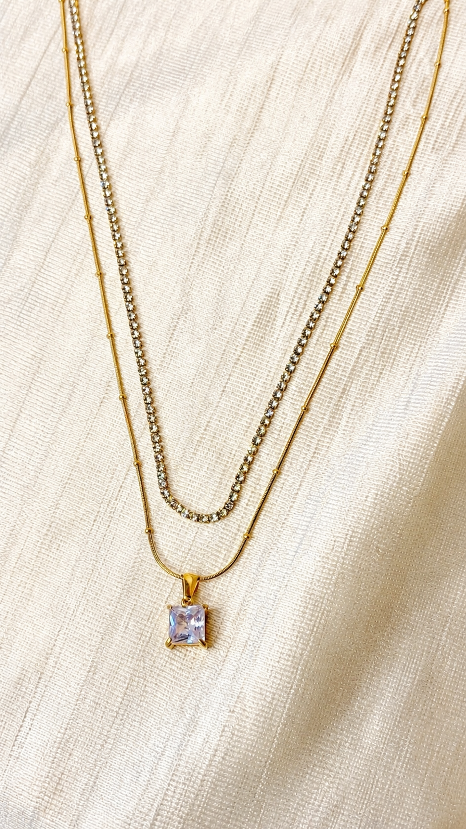 Double Layer Crystal Necklace for Women | Anti Tarnish Gold Necklace | Jewel Minimals