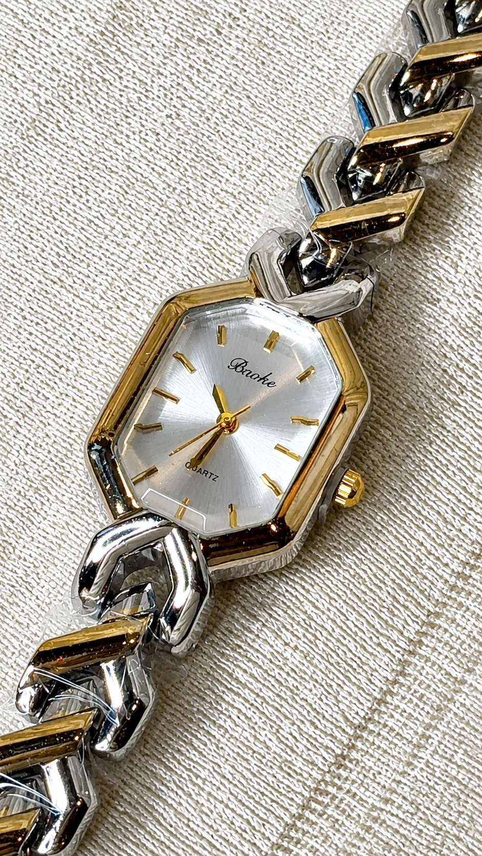 Luxury Two-Tone Women's Watch | Gold & Silver Chain Bracelet Quartz Watch | Elegant Fashion Wrist Watch