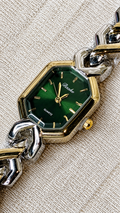 Luxury Two-Tone Women's Watch | Gold & Silver Chain Bracelet Quartz Watch | Elegant Fashion Wrist Watch